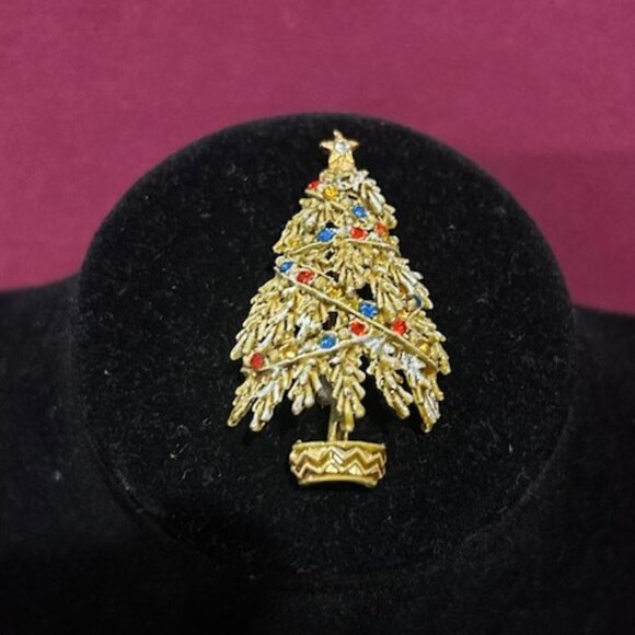 HOLIDAY🎄🎄ART Multi-Color Rhinestone Christmas Tree PIN BROOCH - Picture 3 of 7